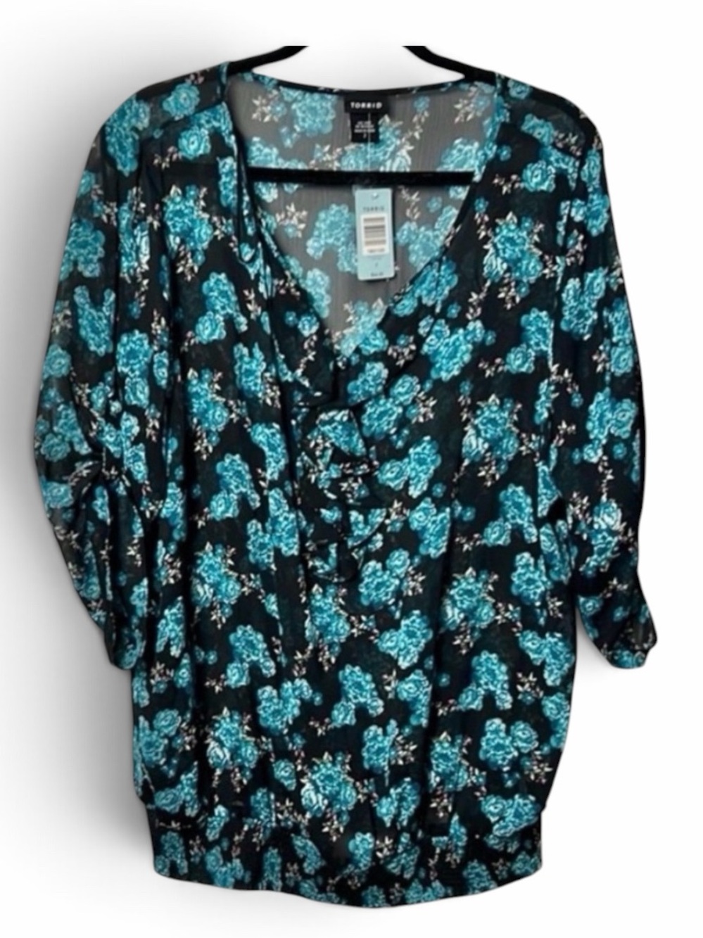 Torrid Floral 3/4 Sleeve Chiffon Top Size 2-NWT